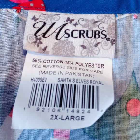 Women's Santa's Elves Workshop Scrub Top Size 2XL - Picture 4 of 4